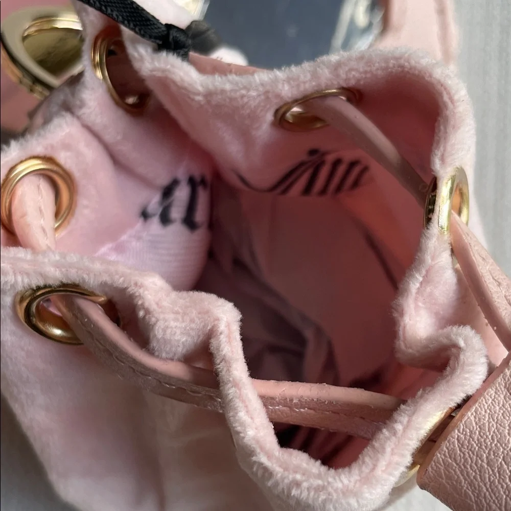 Juicy Couture angel Velvet Drawstring and heart micro bags - pink clay